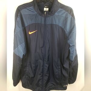 Nike Men's Navy and Blue Jacket W/Orange Swoosh Sz XL